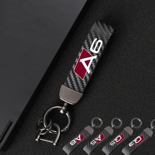 For audi A3 A4 A5 A6 A7 A8 Q3 Q5 Q7 Q8 car Accessories 4S Custom Leather Car KeyChain 360 Degree Rotating Horseshoe Key Rings
