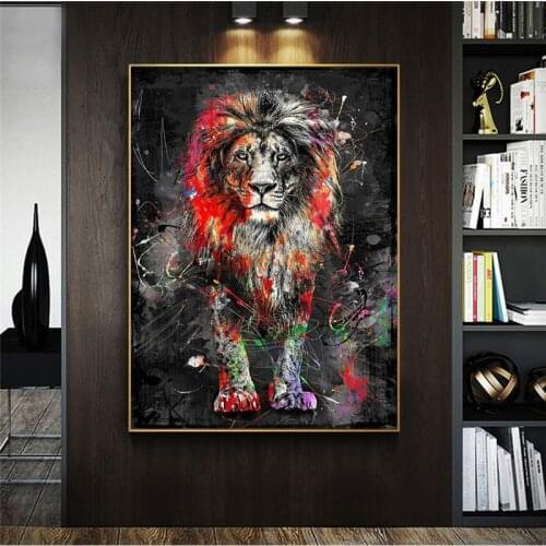 Colorful Lion Wall Art Canvas Painting Nordic Posters and Wall Prints Animal Pictures for Living Room Cuadros Home Decor