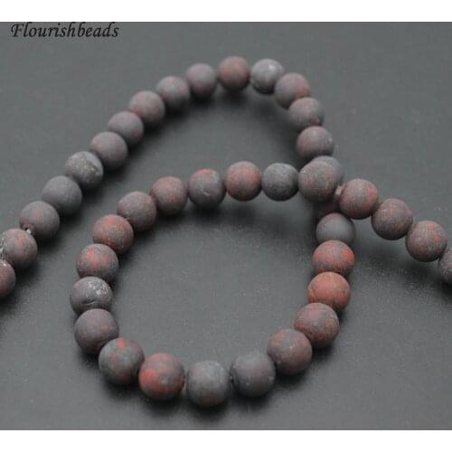 8mm Dull Polished Matte Black Red Stone Round Loose Beads