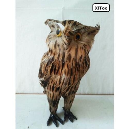 Cute simulation owl model polyethylene&fur brown owl doll home decoration gift about 22x11cm xf0488