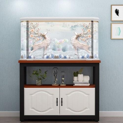 Milu Deer Background Sticker Fish Tank Creative Paste Paper Aquarium Decoration Poster Decor Room Ornament YGT010