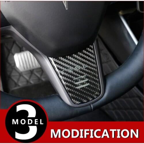 Modification Car Interior Steering Wheel Cover Car Carbon Fiber Steering Wheel Decoration Cover Sticker for Tesla Model 3
