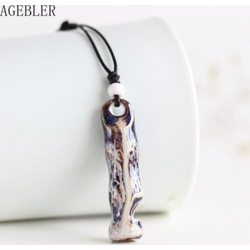 Fashion Original Design Bamboo Pattern Ceramic Whistle Necklace Long Accessories for Lover Women Jewelry