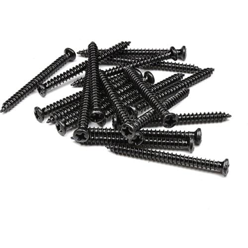 Musiclily Basic 2.8x32mm Metal Metric Thread P90 Style Pickup Mounting Screws, Black (Set of 20)