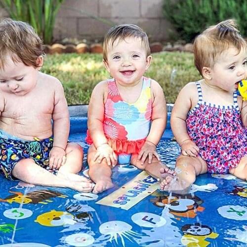 Inflatable Water spray mat Outdoor Sprinkler pad Diameter 170cm Splash Play Mat for Kids Pet Toys Kids Swimming Water Game ring