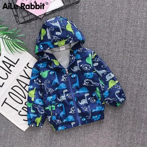 New Arrival Of Boys' Jackets Fall 2021 Cartoon Dinosaur Animal Blue Baby Clothes Jacket Zipper Cardigan For Boys 2-6 Years Old