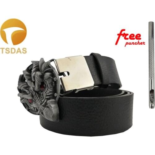 New Style Cowboy Dragon Head Belt Buckle Silver Black Metal for 4cm Wide Belt