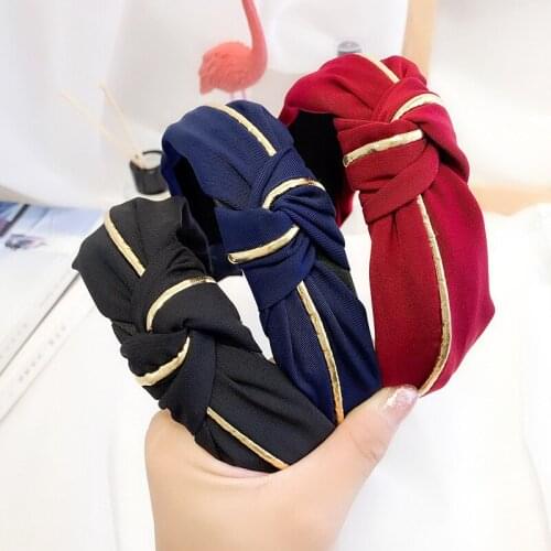 Simple Wide Hair Bands Women Korean Sweet Style Knotted Splicing Non-slip Fashion High Quality Accessories Temperament Hair Hoop