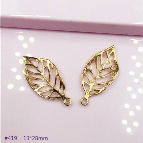 Wholesale 50 pcs Gold Beautiful Leaves pendant fits handmade Charm Fashion DIY Bracelet necklace jewelry accessories making