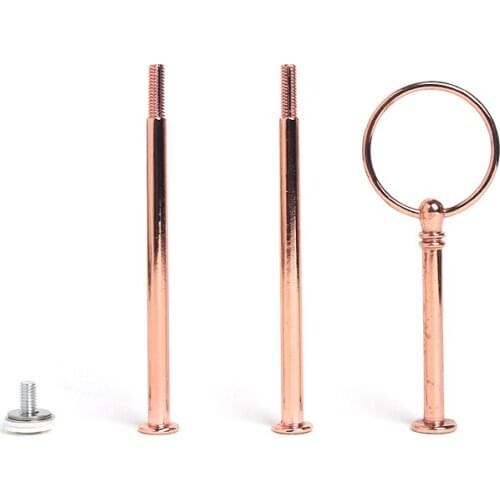 Wholesale Rose Gold Metal Cake Stand Fitting Round Style 3 Tier Cake Stand Centre Handle