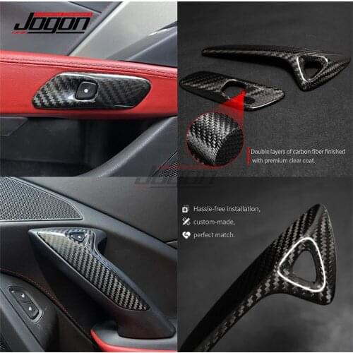 2pcs Real Dry Carbon Fiber For Chevrolet Corvette C7 ZR1 Z06 2014-2018 2019 Interior Door Handle Cover Trim Car Accessories