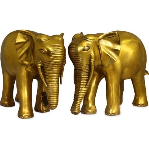 A pair of water copper elephant feng shui ornaments like copper like Zhaocai can cause the opening housewarming giftroom Art