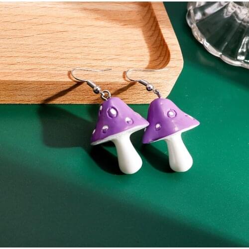8 Colors Cute Plant Mushroom Earrings for Women Girls Cartoon Enamel Dangles Earrings Girl Children Ear Hook DIY Party Jewelry