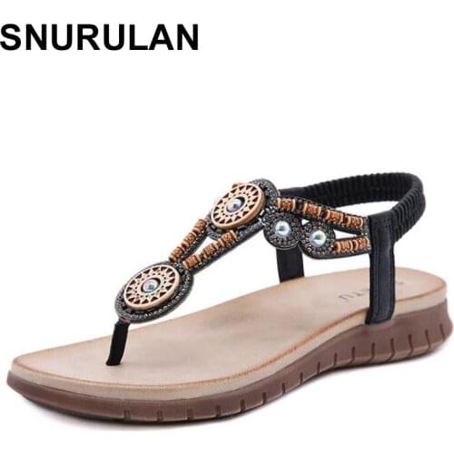SNURULAN Women Sandals Bohemia Women Casual Shoes Sexy Beach Summer Girls Flip Flops Gladiator Fashion Cute Women Flats Sandals