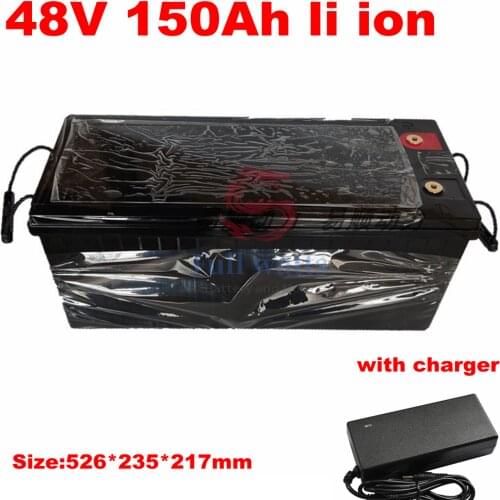 Waterproof lithium 48V 150AH li ion battery With BMS for 5000W 7000W UPS scooter EV skateboard Solar inverters +10A charger