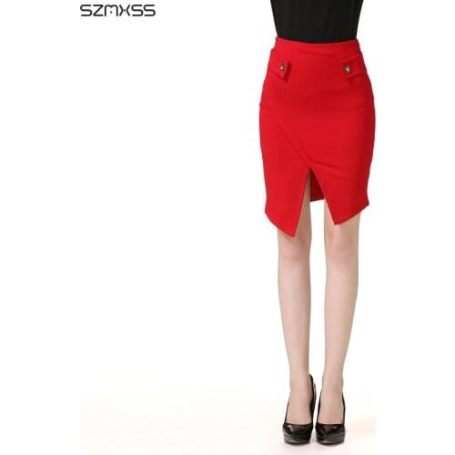 Plus size S-5XL Skirt New female irregular self-cultivation button hip skirts womens professional high waist front fork Faldas