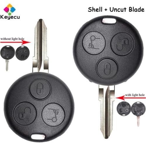 KEYECU Replacement Remote Control Key Shell Case With 3 Buttons - FOB for Mercedes-Benz Smart Fortwo 450 Forfour 451 Roadstar