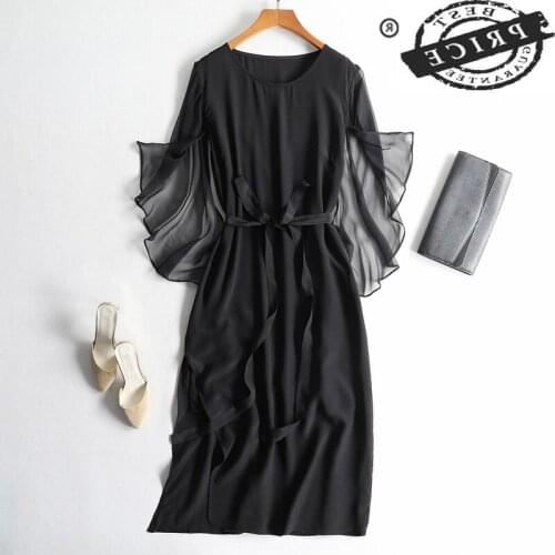 Real Silk Long Dress Women Vintage Black Dress Party Dresses Elegant Ladies Summer Dresses Spring Vestidos Verano 2021 2a