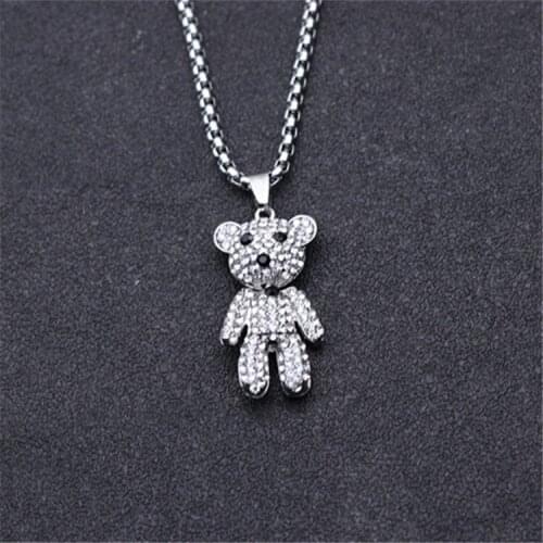 Korean version full of temperament drill bear necklace women cold wind pendant clothes pendant