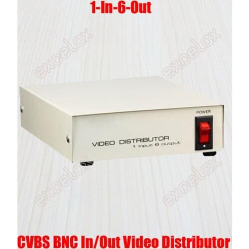 1 In 6 Out Composite CVBS BNC Connector Video Signal Distributor for CCTV Security Camera System 1-6CH Video Splitter Amplifier