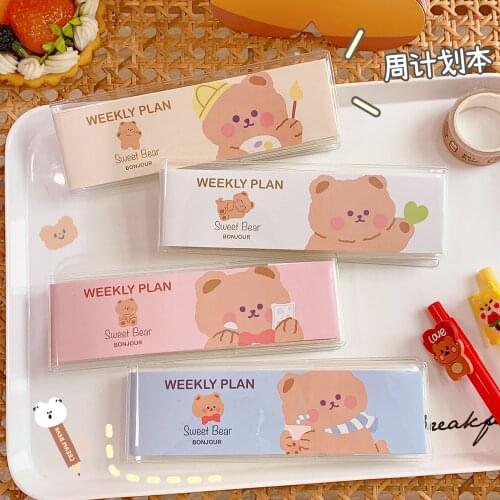 100Sheets Creative Cartoon Bear Cute Note Book Girl Heart Mini Notebook Plan Book Portable Notepad School Supplies Stationery