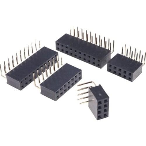 100 Pcs Dual Row 2.54MM Female PCB Header 4 6 8 10 12 14 16 20 24 32 40 80 Pin Horizontal Socket Board Solder Mount