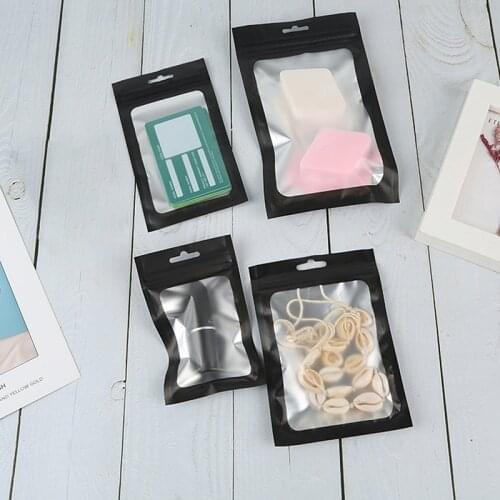 100 pieces Zip Lock Packaging Bag Matte Black Aluminum Foil Resealable Grip Pouch Small Sachets Food Sample Sundries Plastic Bag