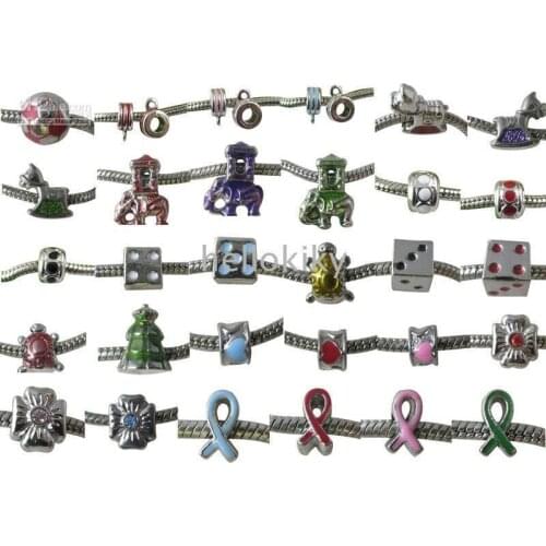 120 PCS MIXED LOTS WITH ENAMEL LOOSE BEADS FIT CHARM BRACELET #19193