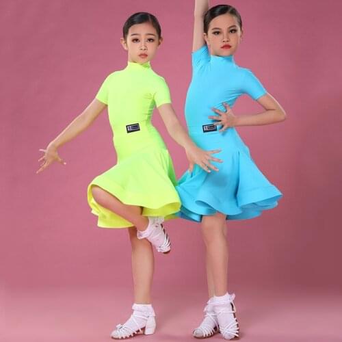 2021 New Latin Dance Competition Dresses For Girls Short Sleeve Latin Tops Dance Skirts Performance Costumes Dance Wear DN8232