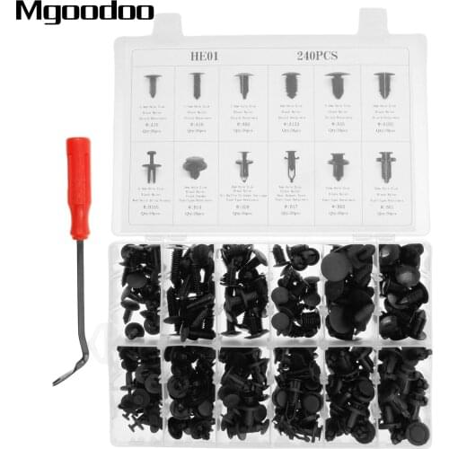 240Pcs Car Body Interior Fender Bumper Retainers Fasteners Clips Plastic Rivets Trim Panel Clips Assortment Kit Screws Fastener