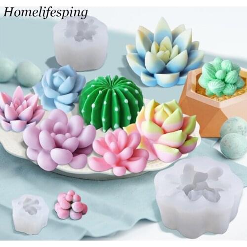 28 Styles 1/3/5/10pcs Succulent Plants Wax Candle Silicone Mold Cactus DIY UV Resin Cupcake Epoxy Sugar Plaster Clay Soap Mould