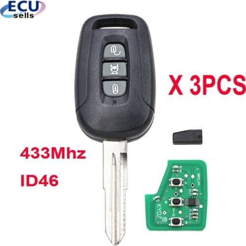 3PCS X Remote Key Fob 3 Button for Chevrolet Captiva 433MHz with 46 Chip Uncut blade