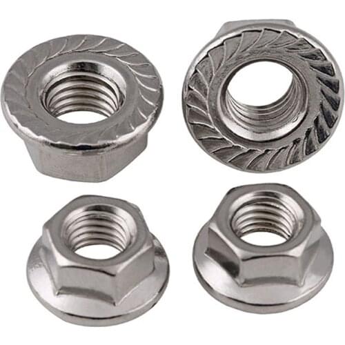 5PCS Fine Thread Flange Nut A2 Stainless Steel M8 M10 M12 Hexagon Hex Nuts Fastener