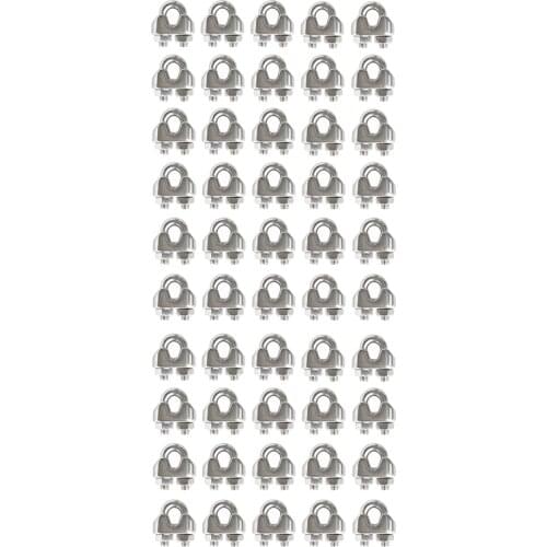 50Pcs Stainless Steel M3 U Type Clamp Wire Rope Clips Cable Bolts Rigging Hardware Clamps