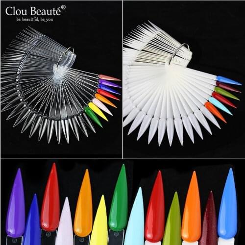 50pcs Transparent White False Nail Tips Display Practice Hand Nail Art Gel Polish Colour Accessories Tools Support Ongle Display