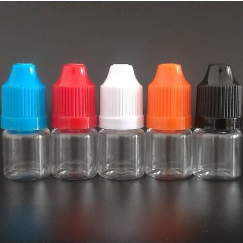 500pcs 3ml PET Plastic Dropper Bottles Small Transparent Refillable Bottles 3ml Empty E Liquid Bottle With Child Proof Caps