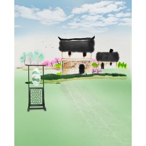 5x7ft House Tree Painting Photography Backdrops Photo Props Studio Background