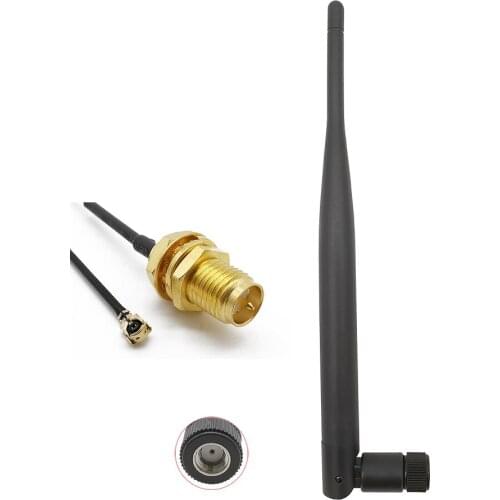 ALLISHOP 5 Set 5dBi WiFi RP-SMA 2.4GHz Antennas+15cm RP SMA female to ufl./ IPX 1.13 Pigtail Cable for Linksys Wireless Router