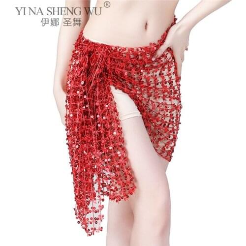 Women India Belly Dance Hip Scarf Tribal Fringe Hollow Out Sequins Tassel Hip Scarves Performance Dance Accessories Waist Chain