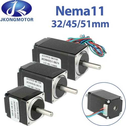 Jkongmotor Nema 11 28-motor Hybrid Stepper Motor 1.8 Degree 0.67A 6N.cm 9.5N.cm 12N.cm 2-Phase 4 Wires 32/45/51mm For CNC Router