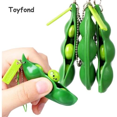 Infinite Squeeze Edamame Fidget Toys Pea Bean Keychain Antistress Squishy Decompression Squeeze Anti Stress Adult Gift