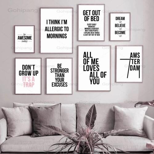 Canvas Painting Love Dream You&me Positive Quotes Wall Art Posters and Prints Nordic Wall Pictures for Living Room Office Decor