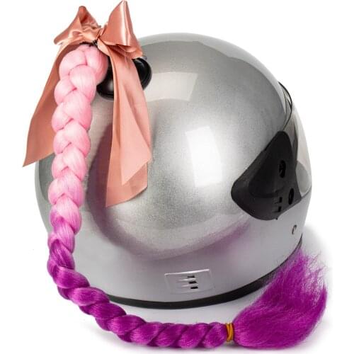 Helmet Ponytail Pigtails Braids Hair with Bowknot Detachable for Motorcycle Bike Bicycle Cycling Bikers Rider Skateboard Scooter