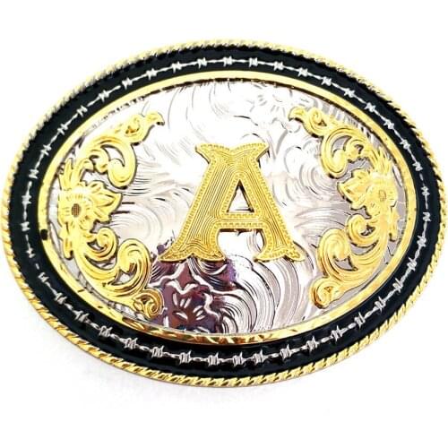 Western cowboy initials A to Z personality casual zinc alloy small gold belt buckle men and women couples