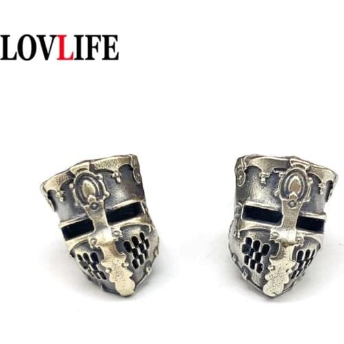 Brass Samurail Helmet Knife Bead Lanyard Pendant DIY Handmade Paracord Rope Beads Accessory Vintage Car Keychain Hanging Jewelry