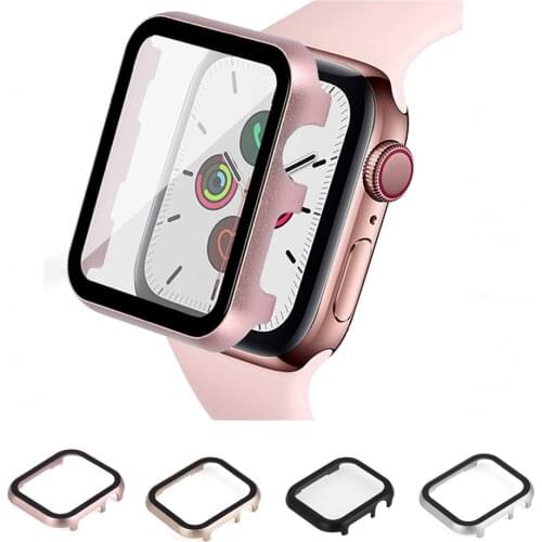 Tempered Glass Protective Film Bumper Case for iWatch 38MM 42MM 40MM 44MM for Apple Watch 5 4 3 2 1 Metal Shell Protector Cover