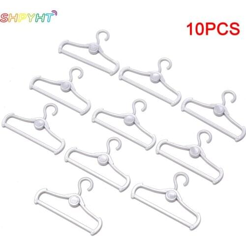 Cute Mini Mixed Plastic Grey Hangers Dolls Accessories for Doll Wardrobe Dress Clothes Dollhouse Toys 10Pcs