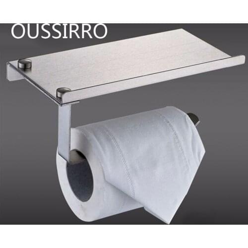 Fashion Toilet Paper Holder with Shelf Mobile Phone Storage Shelf Toilet kitchen Roll Holder Stainless Steel Bathroom Accessorie