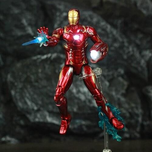Avengers Iron Man Marvel Animation Glow Iron Man MK85 Large Movable Doll Figure Toys