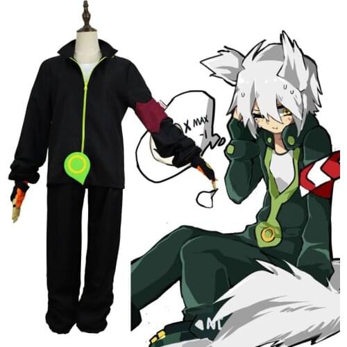 Men Coat Pants Set Fox.G Cosplay Cartoon New Arrival Aotu World Anime Costume Ear Wig Black Outfit For Adult Christmas Gift